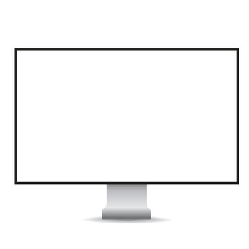 Computer display with blank white screen vector