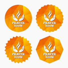 Prayer room sign icon. Religion priest symbol.