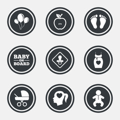 Pregnancy, maternity and baby care icons.