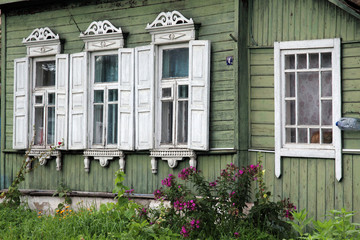 House with wooden shutters in Vitebsk