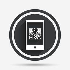 Qr code sign icon. Scan code symbol.