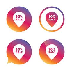 10 percent sale pointer tag sign icon.
