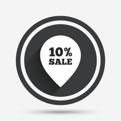 10 percent sale pointer tag sign icon.