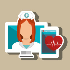 nurse computer service health vector illustration eps 10