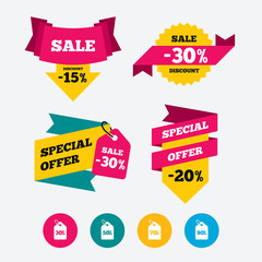 Sale price tag icons. Discount symbols.