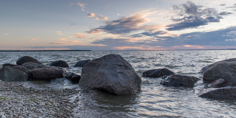 Rocks along shoreline, Lake Winnipeg, Riverton, Hecla Grindstone