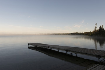 Boardwalk in a lake, Lake Audy Campground, Riding Mountain Natio