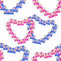 dendrobium Orchidea seamless pattern in the shape of a heart. 