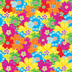 seamless pattern bright spring primroses primula flowers. 