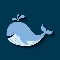 tender cute whale card icon vector illustration design