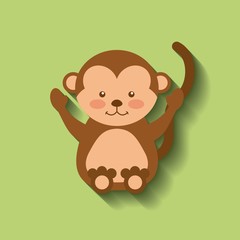 tender cute monkey card icon vector illustration design
