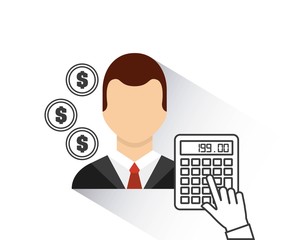 business person with economy icon vector illustration