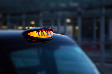 Dome lamp of classic black cab in London