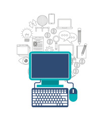desktop computer technology icon vector illustration design