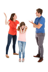 Parent Quarreling On White Background