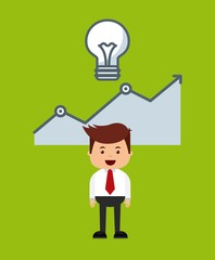 businessman avatar with bussines flat icons vector illustration design