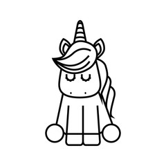 drawing cute unicorn icon vector illustration design