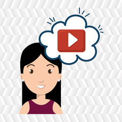 woman thinking creating bubble vector illustration eps 10