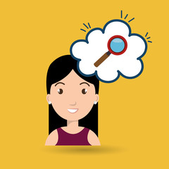 woman thinking creating bubble vector illustration eps 10