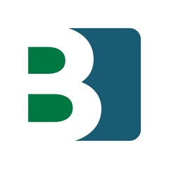B letter initial in square logo design