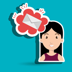 woman thinking creating bubble vector illustration eps 10