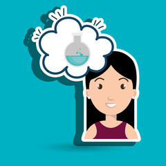 woman thinking creating bubble vector illustration eps 10