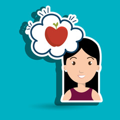 woman thinking creating bubble vector illustration eps 10