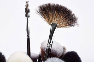 Makeup brushes set. White background