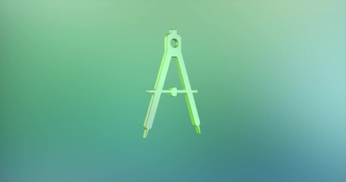 Animated Engineer Architect Compass Color 3d Icon Loop Modules for edit with alpha matte
