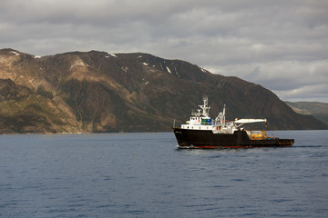 Ship in the Norwegian fjords
