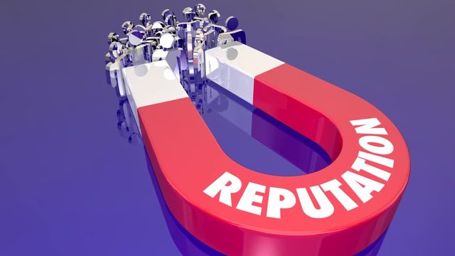 Reputation Quality Trust Magnet Attract Customers 3d Animation