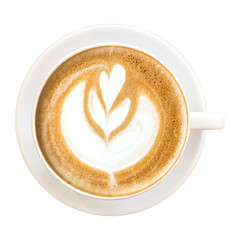 Top view latte art coffee