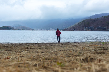 Fototapeta na wymiar Lake Kawaguchi located at Yamanashi Prefecture, Japan.