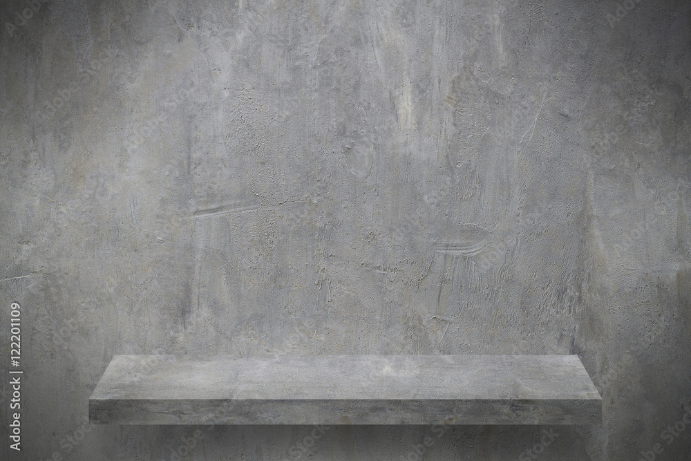 Poster cement wall with shelf for product display