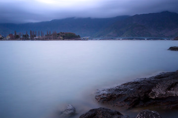 Fototapeta premium Lake Kawaguchi located at Yamanashi Prefecture, Japan.