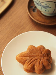 Japanese cake shaped like a maple leaf