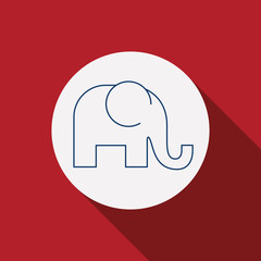 Elephant icon. Animal and nature theme. Silhouette design. Red background. Vector illustration
