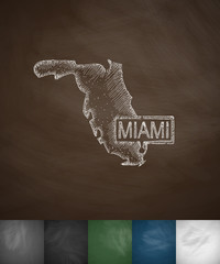 Miami Map icon. Hand drawn vector illustration
