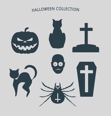 Set of silhouettes. Halloween party icons collection