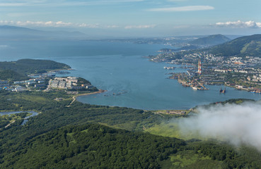 Obraz premium Avacha Bay and Petropavlovsk-Kamchatsky on the southeastern coast of Kamchatka Peninsula.