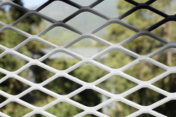 Fototapeta premium Metallic mesh fence