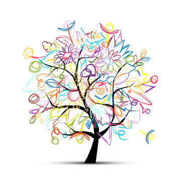 Floral tree colorful for your design