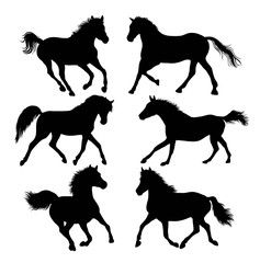 Silhouette of Horse Activity, Illustration art vector design