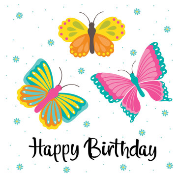 Birthday card with beautiful butterfly design