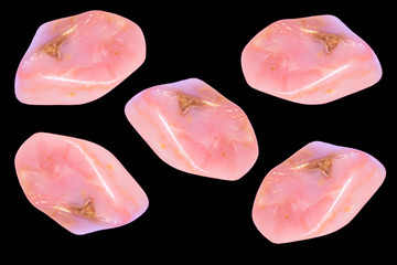 Rose opal set on black background