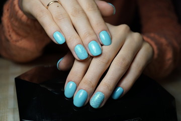 Awesome nails and beautiful clean manicure. Nails are natural, combined manicure.