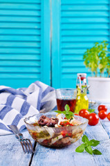 Seafood salad with vegetables