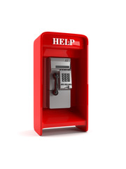 Out door red phone cabin. 3D rendering.