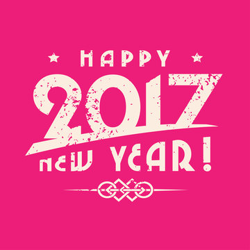 New Year greetings on a pink