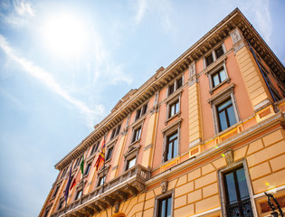 VENICE, ITALY - AUGUST 17, 2016: Famous architectural monuments and colorful facades of old...